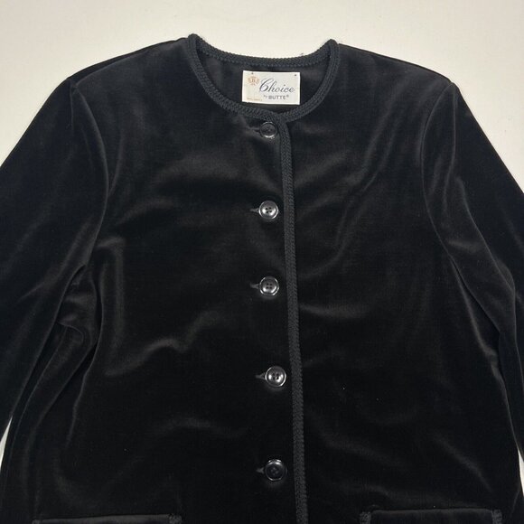 Vintage Choice by Butte Velvet Velour Button Up Jacket  Women’s Size 12 Black - Picture 5 of 12